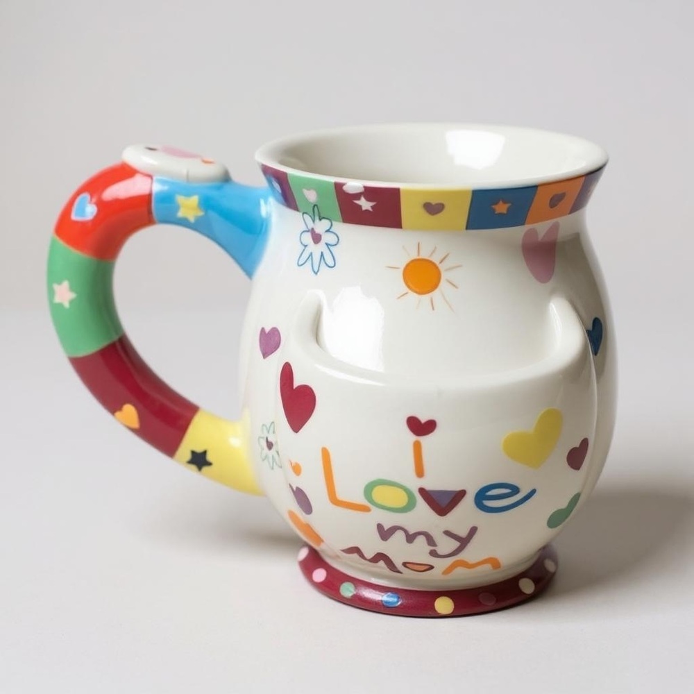 I Love My Mom Mug With Tea Bag Pocket Cookie Pocket Mug Colorful Novelty Mothers